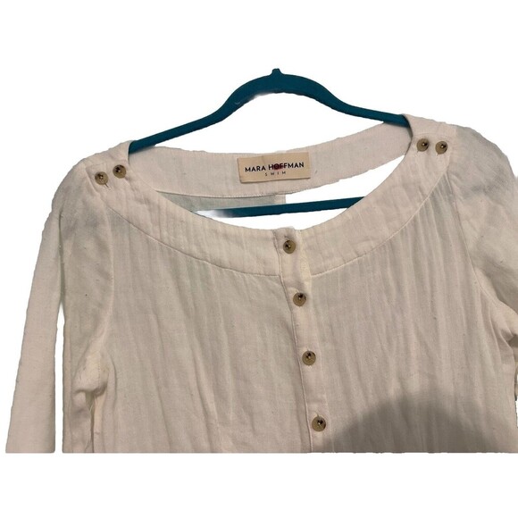 Mara Hoffman White Short Mini Button Detailed Dress - Picture 3 of 7